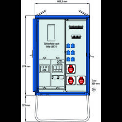 AS Schwabe A-V-E 3 44 kVA elektrický rozvaděč na stavbu 61833 400 V 80 A