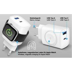 Eaxus Ladestation 3in1 USB nabíjecí hub, bezdrátová nabíječka, Rychlonabíječka, 1x USB A , 1x USB-C®, 1x Apple MagSafe, 22.0 W, Rychlé nabíjení, MagSafe, bílá