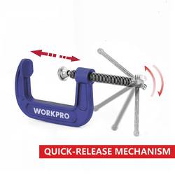 WorkPro WP232018 rychloupínač Rozpětí (max.):75 mm Vnější délka: 167 mm Délka vyložení:75 mm