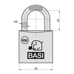 Basi V5091-0050-0011 visací zámek visací zámek s profilovou vložkou, mosaz