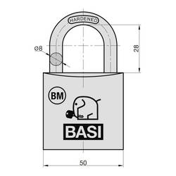 Basi BM5091-0050-0040 visací zámek na klíč, mosaz (poniklovaná)