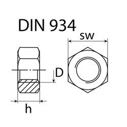SWG 322467 šestihranná matice M4 DIN 934 nerezová ocel A2 100 ks