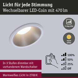 Paulmann 93410 Cole Coin vestavné svítidlo, LED, 6 W, bílá, stříbrná, sada 3 ks