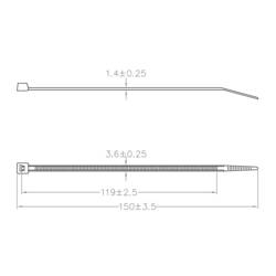 TRU COMPONENTS TC-12533328 stahovací pásky 150 mm 3.6 mm světle hnědá pro použití při vysokých teplotách 100 ks