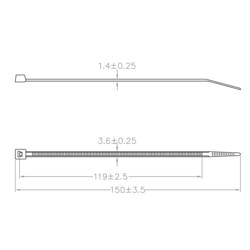 TRU COMPONENTS TC-12533344 stahovací pásky 150 mm 3.6 mm modrá Kov detekovatelný 100 ks