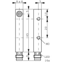 Contrinex indukční senzor přiblížení 8 x 8 mm zarovnaná PNP DW-AS-603-C8-001