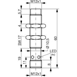 Contrinex spínač přiblížení Induktivní DW-AS-613-M12 320 820 018 M12 nezarovnaná PNP (Ø x d) 12 mm x 60 mm