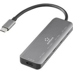 Renkforce RF-6872246 USB Hub 4 porty USB-C® USB 3.2 Gen2 10 GBit/s s hliníkovým krytem, s konektorem USB C šedá RF-USBCH-220