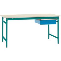 Manuflex BB5231.5021 Kompletní servírovací stolek základní stacionárně s Melamin-Platte + jednotlivé zásuvky, Šxhxv: 1000 x 800 x 780 mm vodní modrá