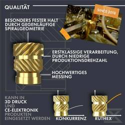ruthex Závitová vložka Vhodné pro 3D tiskárnu: podporující ABS, podporující PLA RX-M3x5.7 GE-M3x57-001
