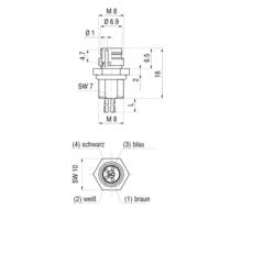 Hirschmann ELST 4408 RV FM 805 vestavný zástrčkový konektor pro senzory - aktory, 933 147-001-1, piny: 4, 0.50 m, 1 ks