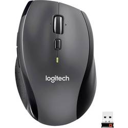 Logitech M705 Marathon laserová ergonomická myš, přenos bezdrátový, 7 tlačítko, 1000 dpi, černá, stříbrná