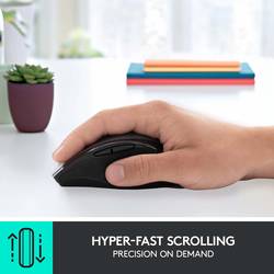 Logitech M705 Marathon laserová ergonomická myš, přenos bezdrátový, 7 tlačítko, 1000 dpi, černá, stříbrná