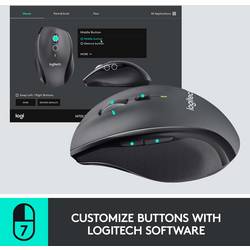 Logitech M705 Marathon laserová ergonomická myš, přenos bezdrátový, 7 tlačítko, 1000 dpi, černá, stříbrná
