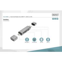 Digitus DA-70886 externí čtečka paměťových karet / hub USB 3.0, USB-A, USB-C® šedá
