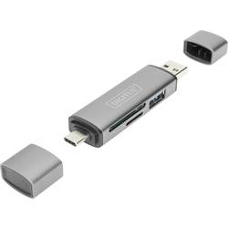 Digitus DA-70886 externí čtečka paměťových karet / hub USB 3.0, USB-A, USB-C® šedá