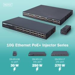 Digitus DN-95117 PoE injektor 1 GBit/s IEEE 802.3af (12.95 W), IEEE 802.3at (25.5 W)