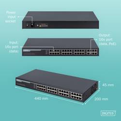Digitus DN-95116 PoE injektor 10 GBit/s IEEE 802.3af (12.95 W), IEEE 802.3at (25.5 W)