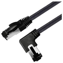 Maxtrack TI51-2L RJ45 síťové kabely, propojovací kabely CAT 8.1 S/FTP 2 m černá 90° zatočeno doprava, jednoduché stínění 1 ks
