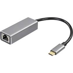 Maxtrack USB-C® / spojka RJ45 síťový adaptér Kabel [1x USB-C® zástrčka - 1x RJ45 zásuvka] 10 cm černá, stříbrná (matná)