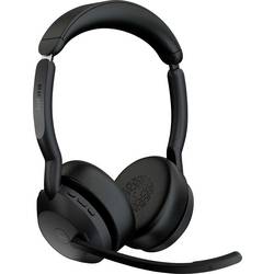 Jabra Evolve2 55 Link 380/390a UC Stereo Headset otevřená (On Ear) Bluetooth® stereo černá Redukce šumu mikrofonu, Potlačení hluku Počítače