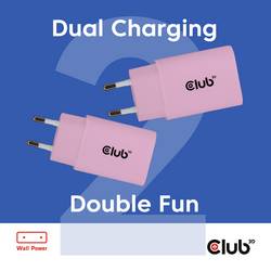 club3D CAC-3021 USB nabíječka, USB-C® zástrčka, 30 W, Power Delivery 3.0, růžová