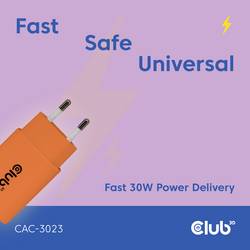 club3D CAC-3023 USB nabíječka, USB-C® zástrčka, 30 W, Power Delivery 3.0, oranžová