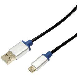 LogiLink USB kabel USB 2.0 USB-A zástrčka, USB Micro-B zástrčka 1.00 m černá hliníková zástrčka BUAM210