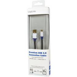 LogiLink USB kabel USB 2.0 USB-A zástrčka, USB Micro-B zástrčka 1.00 m černá hliníková zástrčka BUAM210