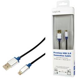 LogiLink USB kabel USB 2.0 USB-A zástrčka, USB Micro-B zástrčka 1.00 m černá hliníková zástrčka BUAM210