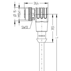 Escha AL-WWAK4P3.1-2/S370 upravený zástrčkový konektor pro senzory - aktory, 8045911, piny: 4, 2.00 m, 1 ks