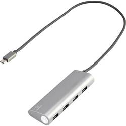 Renkforce RF-3374944 USB Hub 4 porty USB-A USB 3.2 Gen1 5 GBit/s s hliníkovým krytem stříbrná