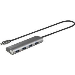 Renkforce RF-3374944 USB Hub 4 porty USB-A USB 3.2 Gen1 5 GBit/s s hliníkovým krytem stříbrná