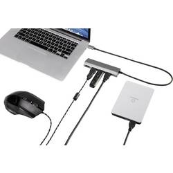 Renkforce RF-3374944 USB Hub 4 porty USB-A USB 3.2 Gen1 5 GBit/s s hliníkovým krytem stříbrná