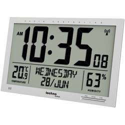 Techno Line WS 8013 DCF nástěnné hodiny 36.9 cm x 22.9 cm x 2.4 cm, stříbrná, velký displej