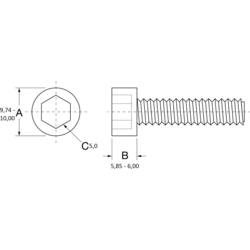 PB Fastener ANSI B18.3.1M-1986 701415 šrouby s válcovou hlavou M6 50 mm keramika 1 ks