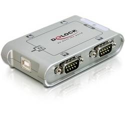 Delock 87414 USB Hub 4 porty USB-A USB 2.0 480 MBit/s stříbrná Delock USB 2.0 to 4 port serial HUB - Serieller Adapter