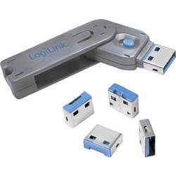 LogiLink zámek portu USB USB PORT LOCK, 1 KEY + 4 LOCKS sada 4 ks stříbrná, modrá zámek s klíčem vč. 1 klíče AU0043