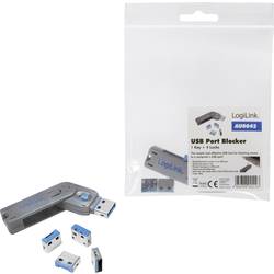 LogiLink zámek portu USB USB PORT LOCK, 1 KEY + 4 LOCKS sada 4 ks stříbrná, modrá zámek s klíčem vč. 1 klíče AU0043