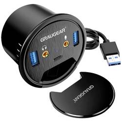 GrauGear G-THUB-AU-60 USB Hub 2 porty USB-A USB 3.0 5 GBit/s s audio porty černá G-THUB-AU-60