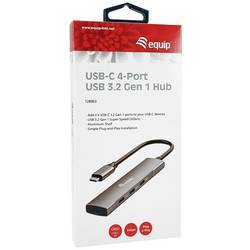 Equip 128963 USB Hub 4 porty USB-A USB 3.2 Gen1 5 GBit/s s konektorem USB C černá, stříbrná 128963