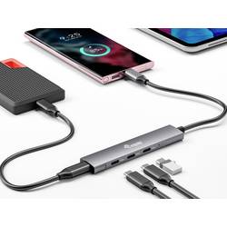 Equip 128963 USB Hub 4 porty USB-A USB 3.2 Gen1 5 GBit/s s konektorem USB C černá, stříbrná 128963