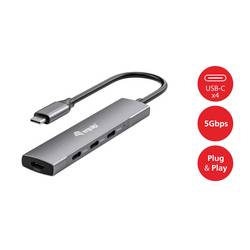 Equip 128963 USB Hub 4 porty USB-A USB 3.2 Gen1 5 GBit/s s konektorem USB C černá, stříbrná 128963