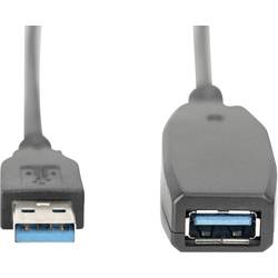 Digitus USB kabel USB 3.2 Gen1 USB-A zástrčka, USB-A zásuvka 20.00 m černá stíněný, dvoužilový stíněný DA-73107