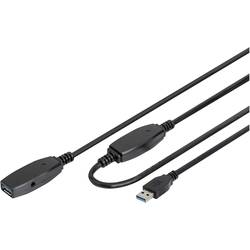 Digitus USB kabel USB 3.2 Gen1 USB-A zástrčka, USB-A zásuvka 15.00 m černá stíněný, dvoužilový stíněný DA-73106