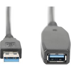 Digitus USB kabel USB 3.2 Gen1 USB-A zástrčka, USB-A zásuvka 10.00 m černá stíněný, dvoužilový stíněný DA-73105