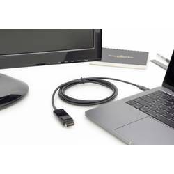 Digitus USB-C® / DisplayPort kabelový adaptér USB-C ® zástrčka, Konektor DisplayPort 2.00 m černá AK-300333-020-S stíněný, dvoužilový stíněný Kabel pro