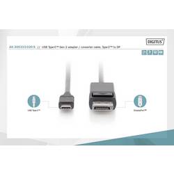 Digitus USB-C® / DisplayPort kabelový adaptér USB-C ® zástrčka, Konektor DisplayPort 2.00 m černá AK-300333-020-S stíněný, dvoužilový stíněný Kabel pro