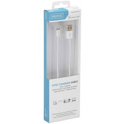Digitus USB kabel USB 2.0 USB-A zástrčka, Apple Lightning konektor 1.00 m bílá stíněný, dvoužilový stíněný DB-600106-010-W