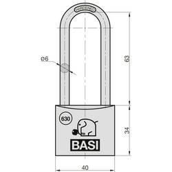 Basi 6302-4000 visací zámek na klíč, 40 mm, hliník